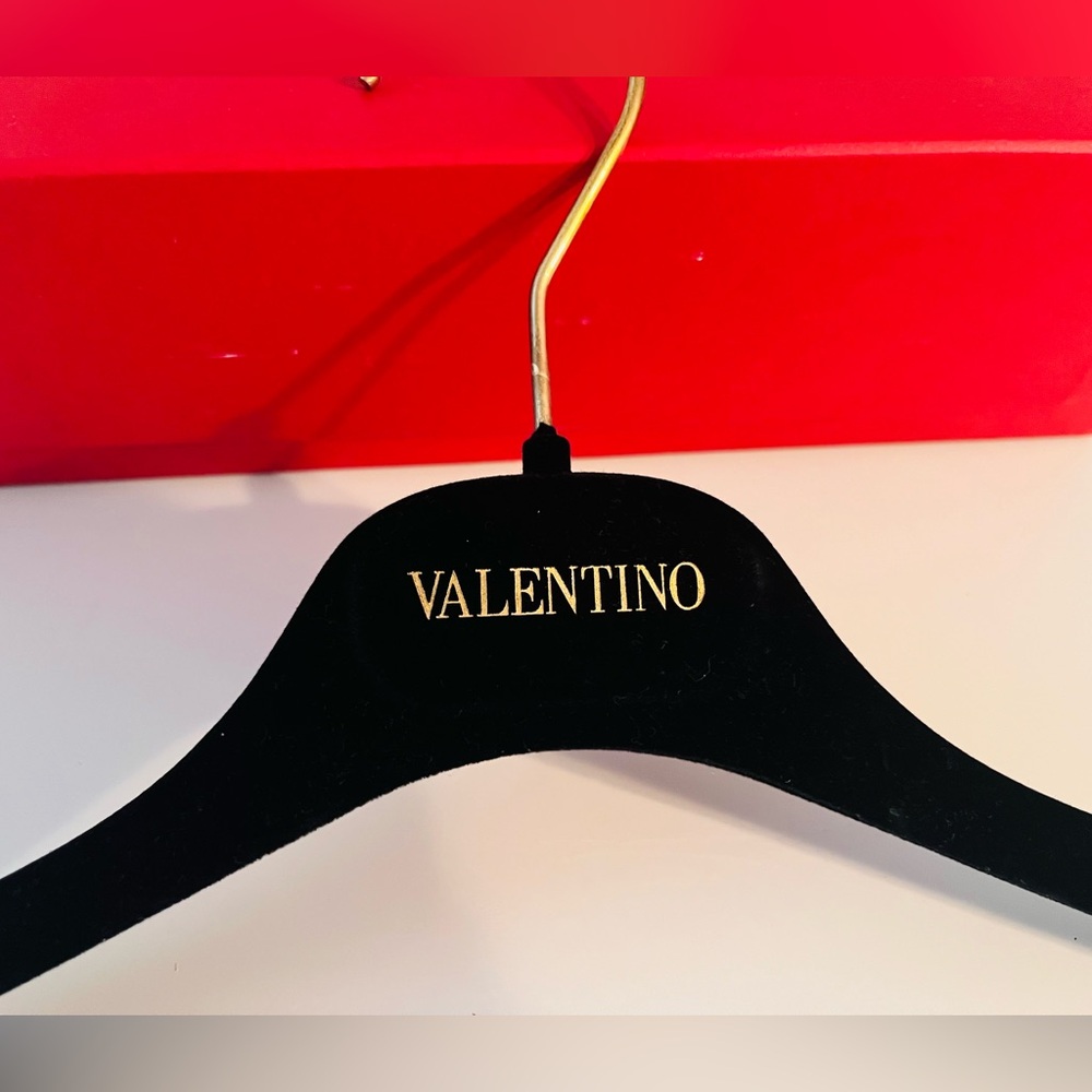 Valentino Silver Logo and Gold Felt Hangers Black Approx. Dimension 16” Long (2)